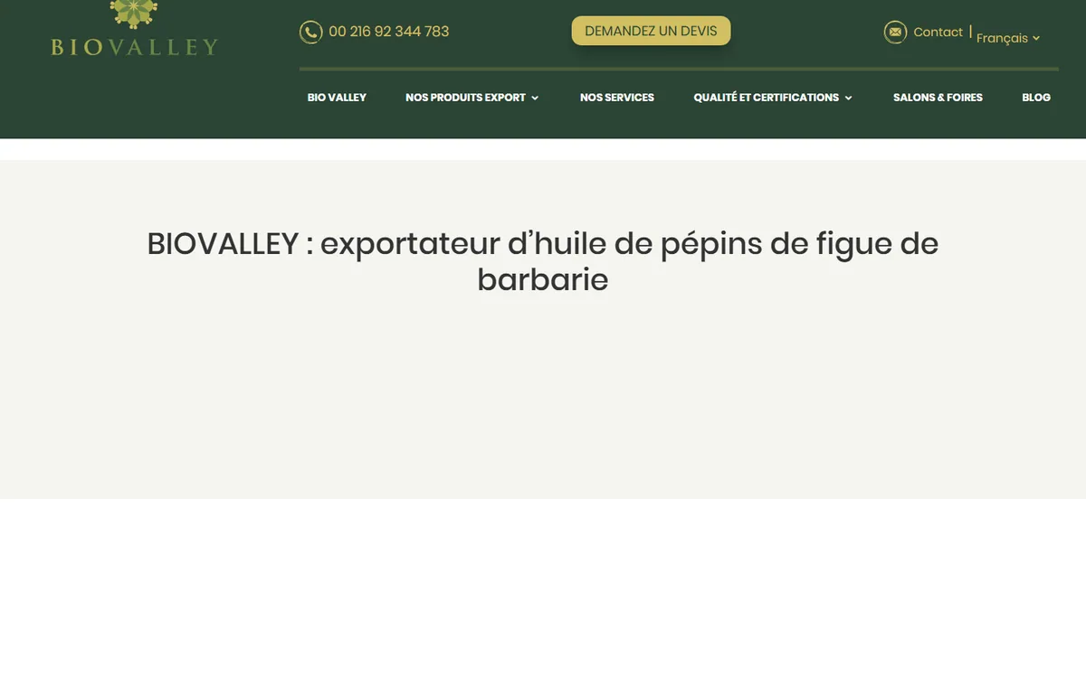 BioValley — Site producteur & export